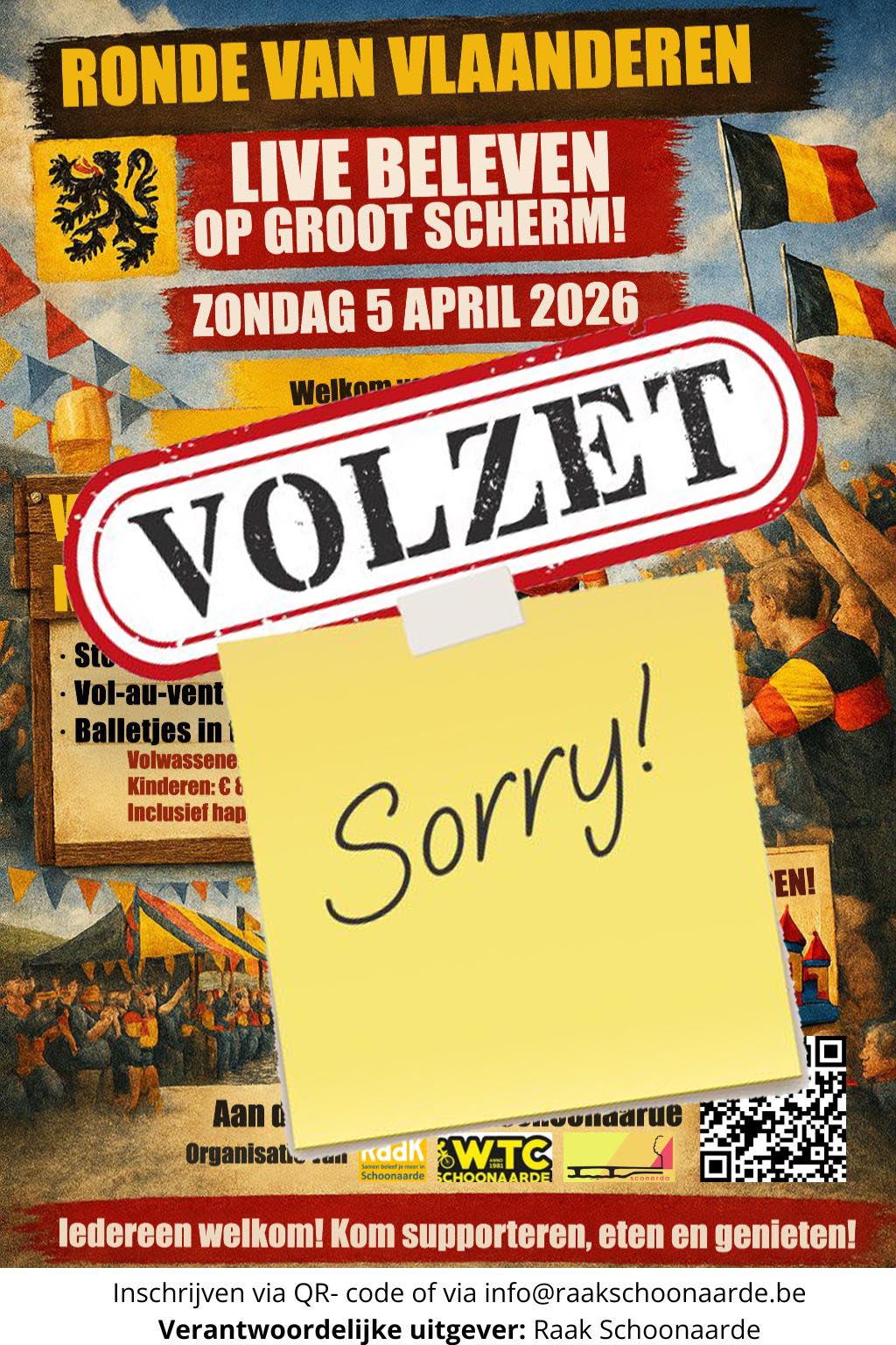 Ronde Van Vlaanderen op groot scherm. !! ETEN VOLZET !! SFEER EN GEZELLIGHEID NOG VRIJ !!