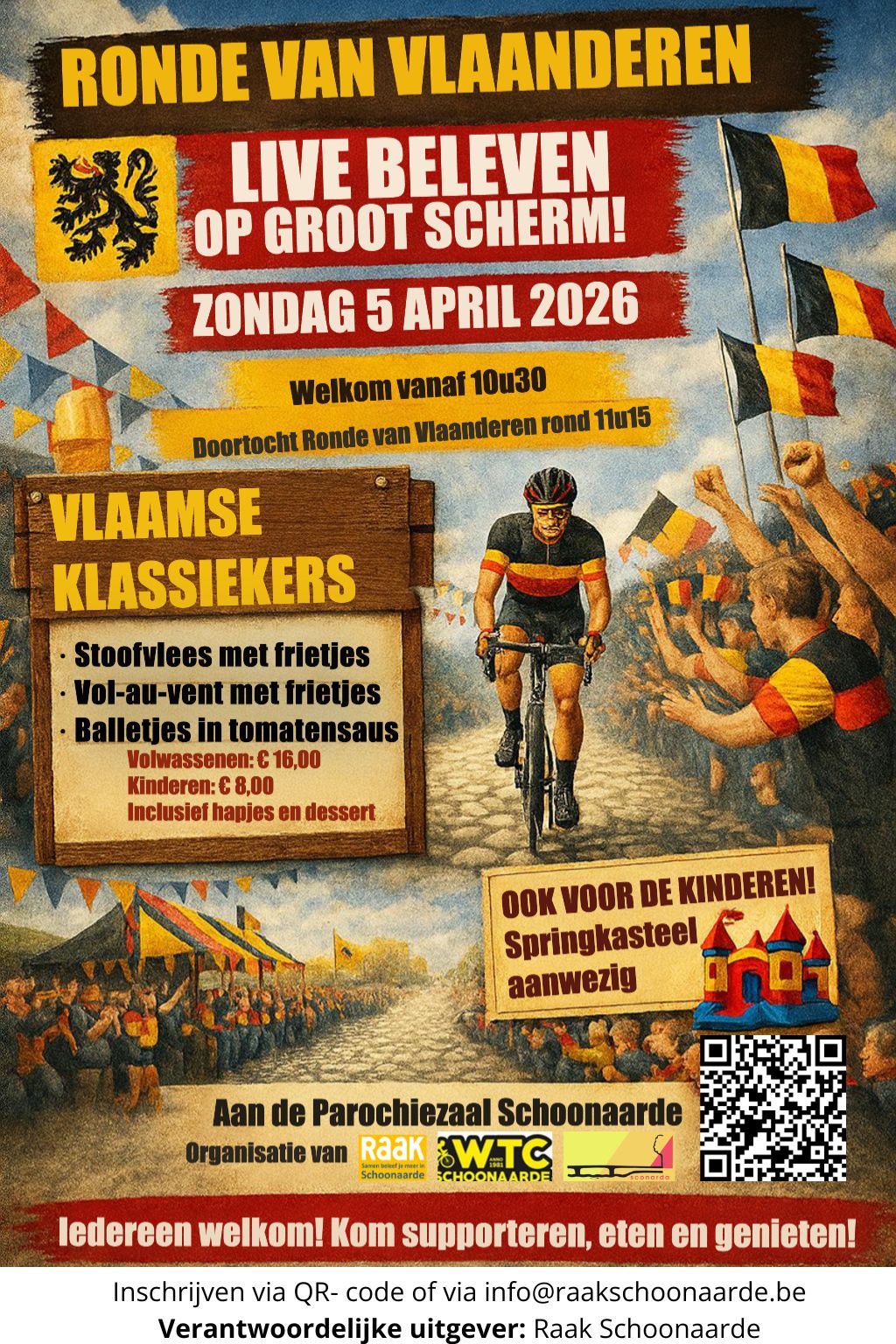 Ronde Van Vlaanderen op groot scherm. Klik op de foto voor inschrijving.
